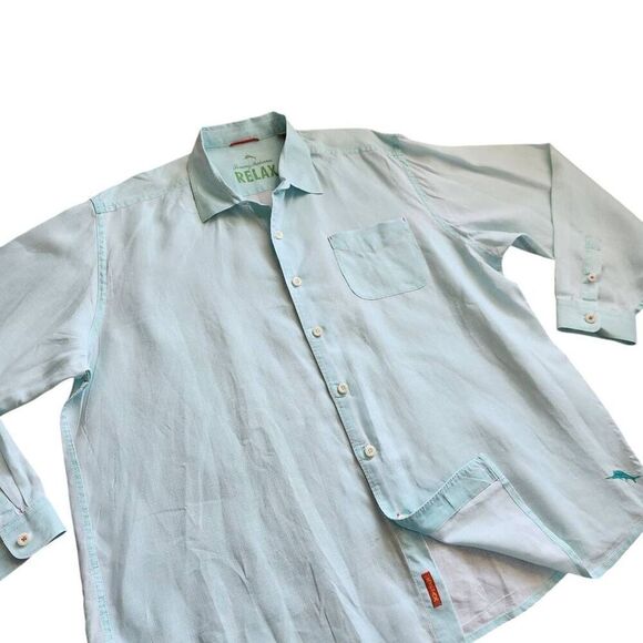 Tommy Bahama Shirt Mens XLX 100% Linen Long Sleeve Button Front Relax Travel Vac - Picture 1 of 5
